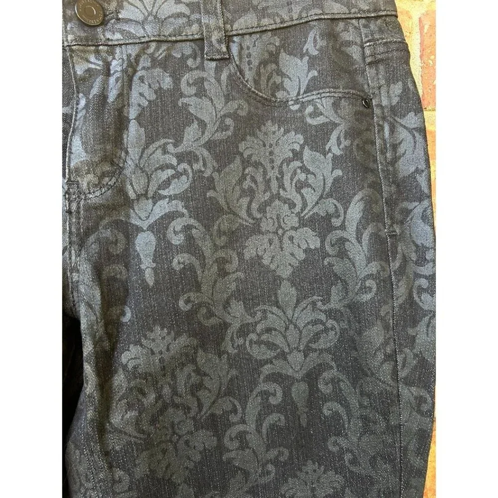 White House Black Market Women's Baroque Print‎ Pants Size S Noir Cotton Blend